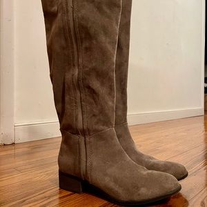 Taupe Suede Knee High Boots